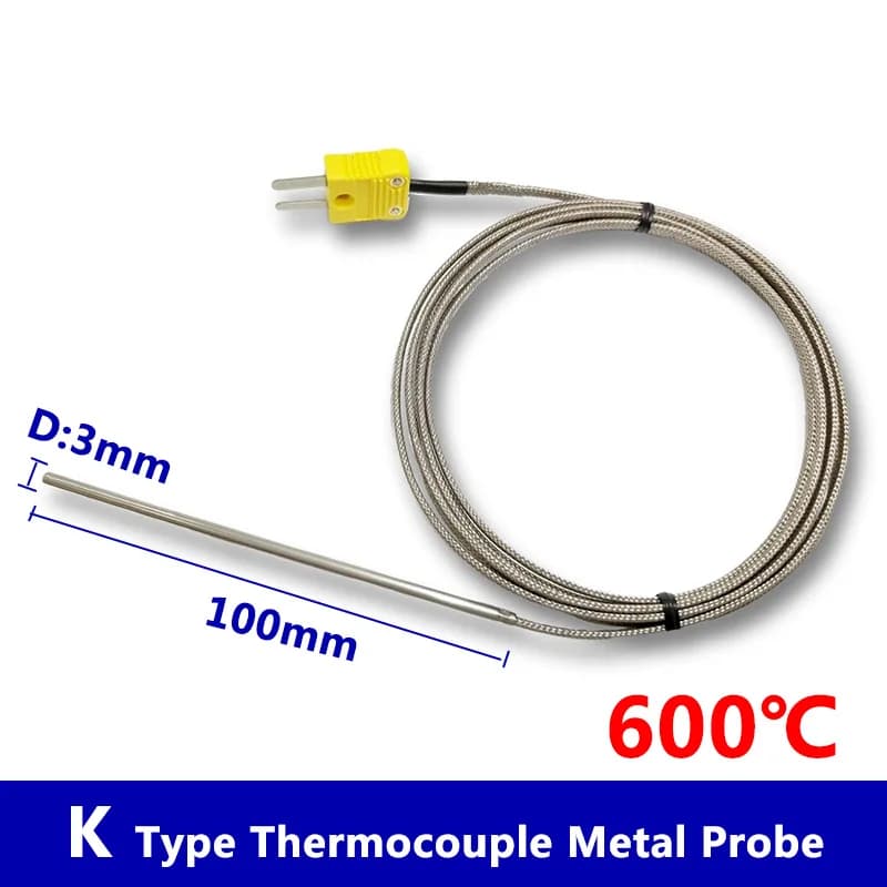 K Type Thermocouple Metal Probe for Furnace K-Type Input Instrument Thermocouple Sensor Temperature Available from 77°F to 1112°