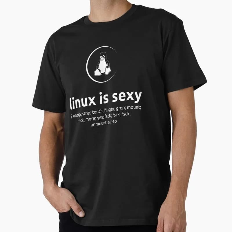 Linux is sexy Funny Operating System Graphic T‑Shirt Casual Short Sleeve Tees Geek IT Developer Fan Gift Tops S-6XL