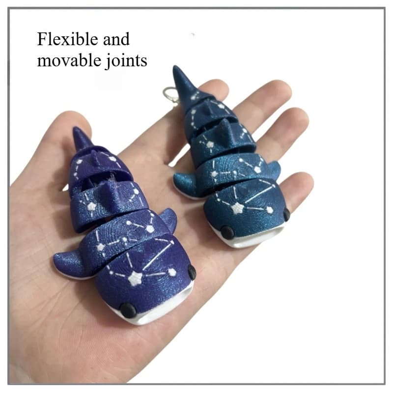 3D Printed Shark Popular Toy Model with Starry Sky Shark Figurine Realistic Model Keychain for Kids Christmas Gifts