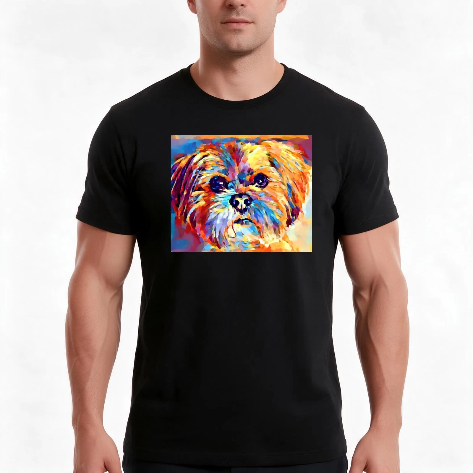 Lhasa Apso 3 T-Shirt, Summer Casual Cotton Tee, Oversized Streetwear Tops, Vintage Graphic Print, Loose Fit Short Sleeve