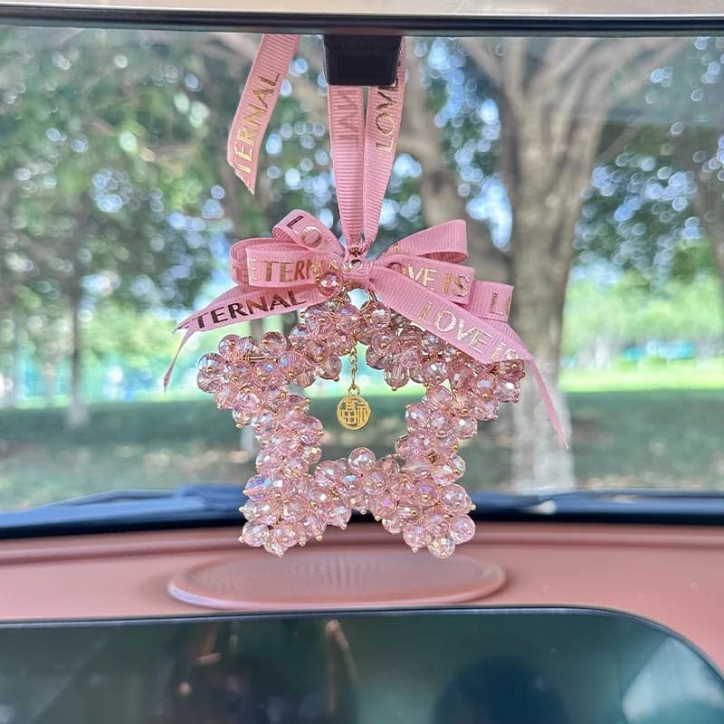 Crystal Five-pointed Star Car Pendant Luxury Bling Rhinestone Rearview Mirror Hanging Ornament Creative Auto Interior Decoration