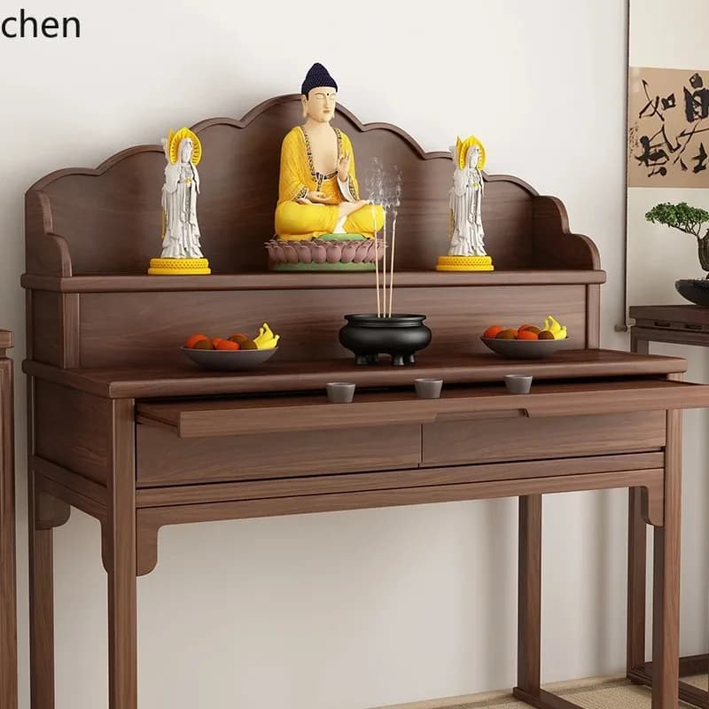 F-23     Solid Wood Offering Table Incense Table Shrine Household Buddhist Platform God Of Wealth Shrine Bodhisattva Offering