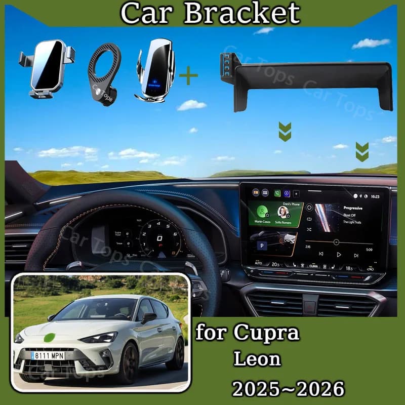 For Cupra Leon 2025 12.9" Screen Car Mobile Phone Holder MagSafe Mount Wireless Charging Bracket Stand Fixed Base Accessories