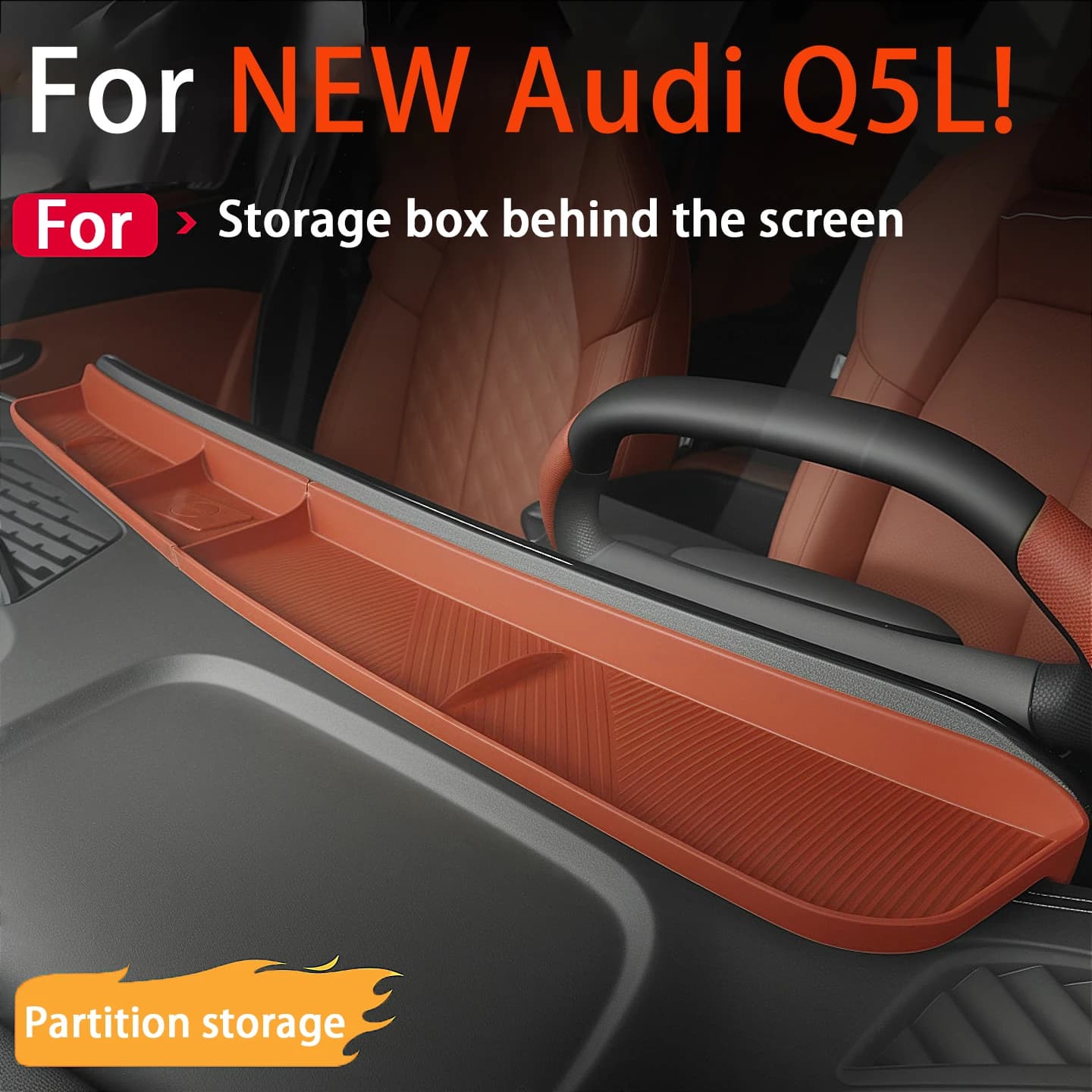 For Audi Q5 Q5L GU 2026 Car Dashboard Screen Storage Box Center Console Organizer Silicone Tray Interior Accessories