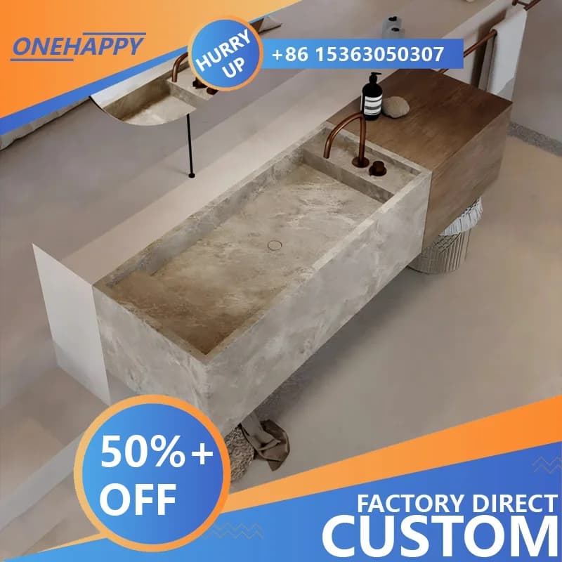 Any Size Custom Narrow Edge Natural Stone Undermount Basin Slim Rim Marble Sink Heat Scratch Resistant Antibacterial Durable