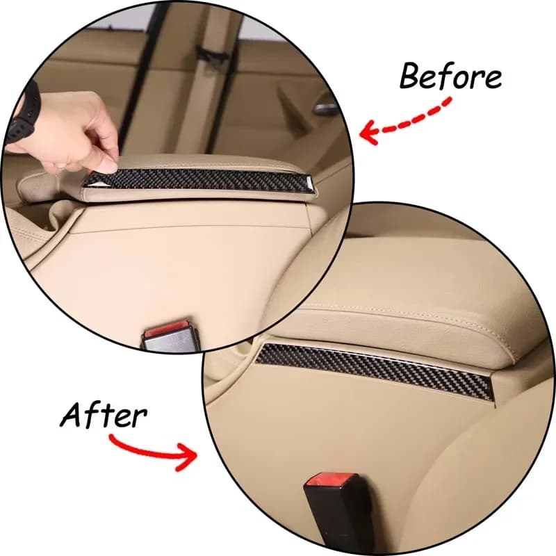 For BMW 3 Series E90 2005-2012 Center Console Armrest Box Side Decorative Stickers Soft Carbon Fiber Interior Accessories 2 Pcs