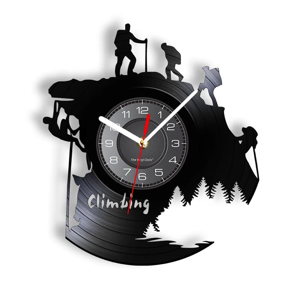 Extreme Adventure Rocking Climbing Wall Clock Climb That Mountain Vinyl Record Wall Clock Climbers Gift Inspirational Wall Watch