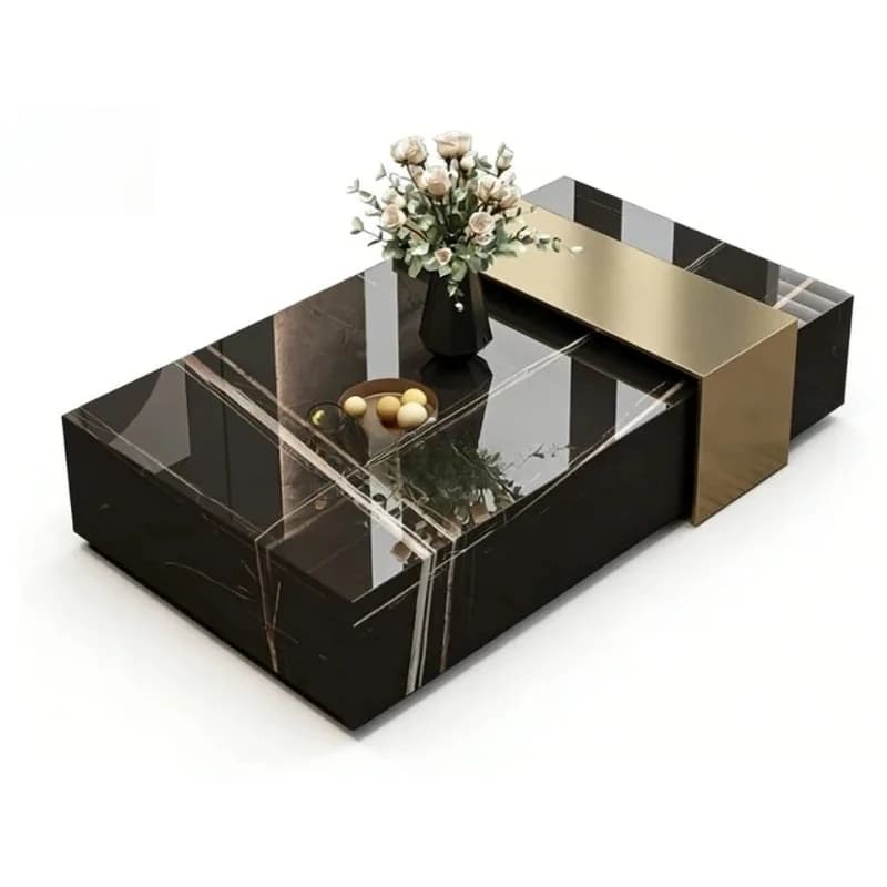 Foshan Light Luxury High End Italian Style Rock Slab Coffee Table For Living Room Household Stain Resistant Scratch Proof Modern