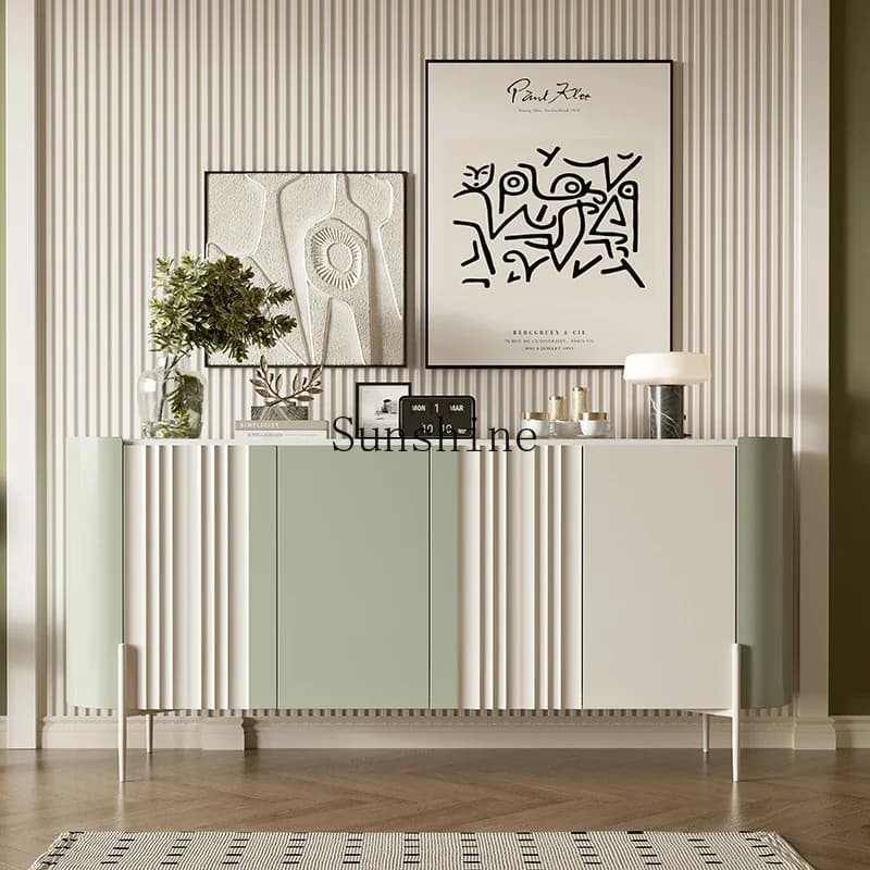 Modern simple light luxury living room dining side cabinet cream white decorative shoe cabinet       FT