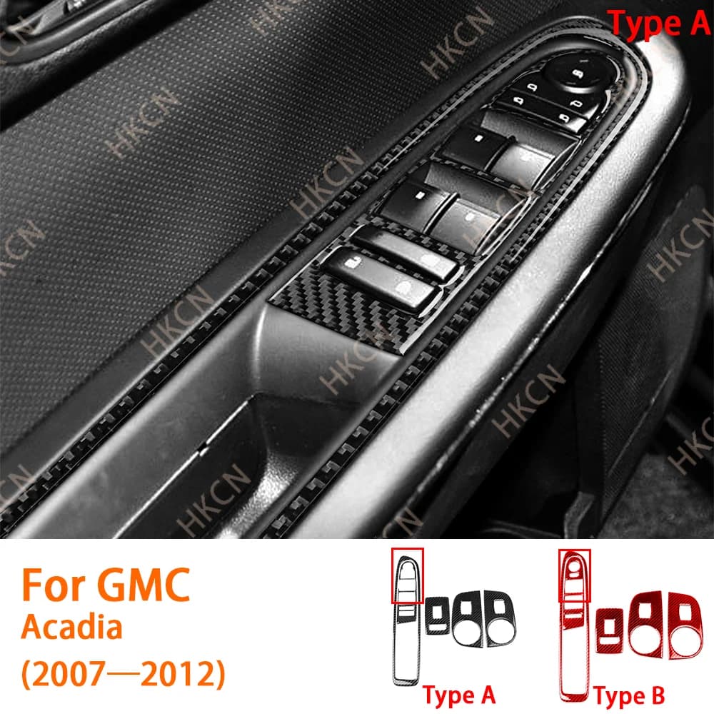 For GMC Acadia 2007—2012 Carbon Fiber Window Control Lifting Panel Car Accessories Interior Cover Trim Sticker Modification