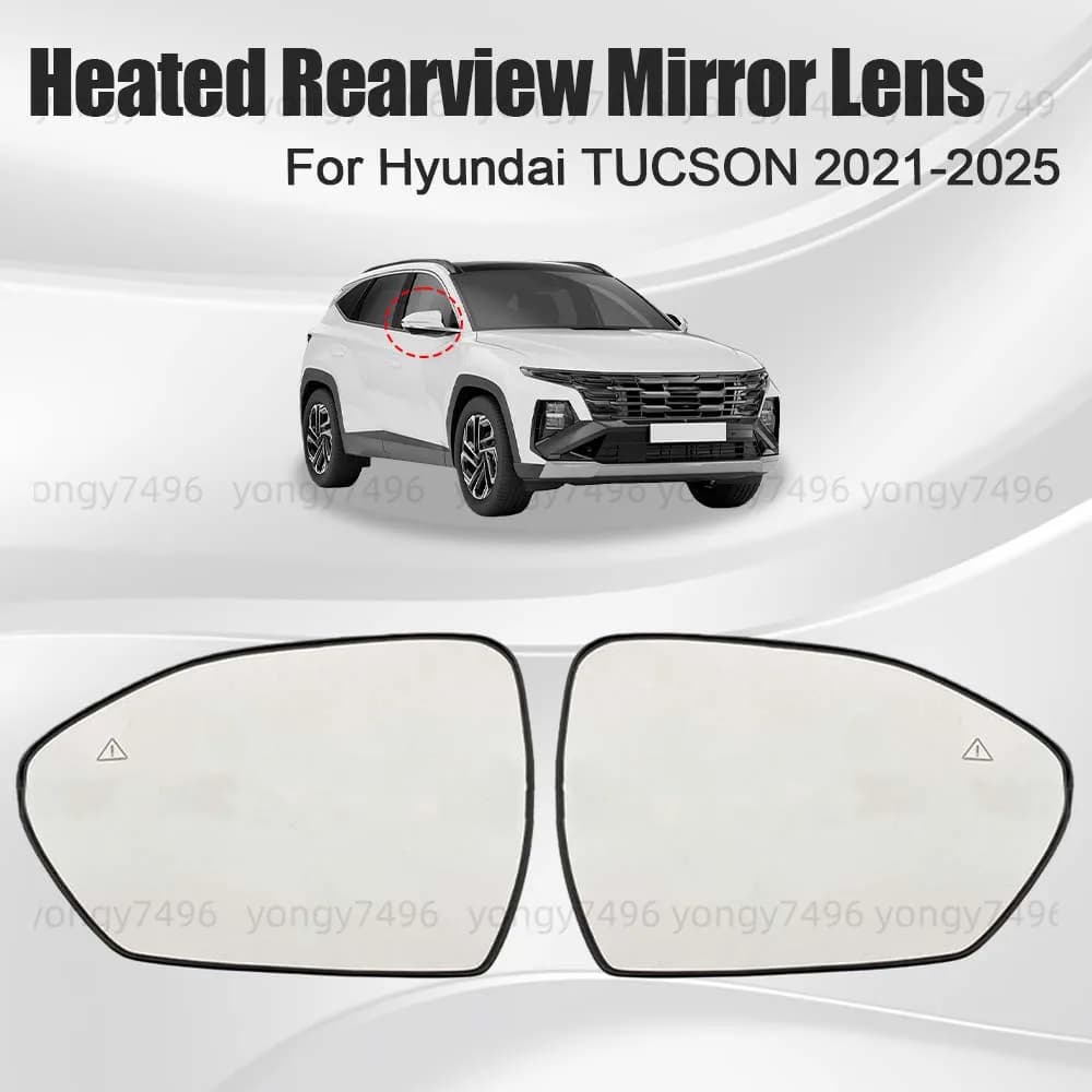 Car Wide Angle Heated Rearview Mirror Lens For Hyundai TUCSON 2021 2022 2023 2024 2025 Cars Accessories With Assistance Replace