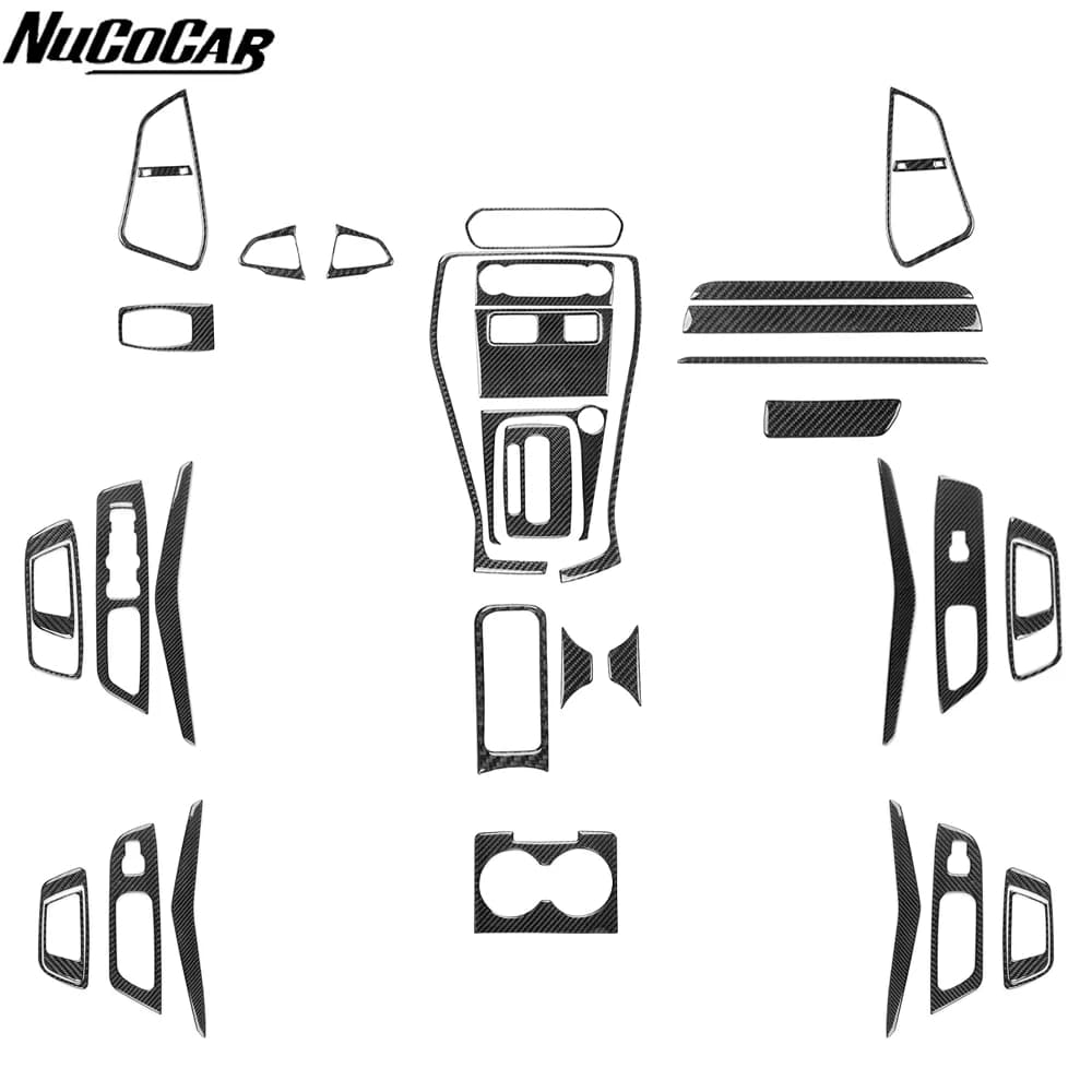 For Ford EcoSport 2018-2025 Carbon Fiber Central radio AC shifter water cup door panel Car Accessories Decorative Stickers