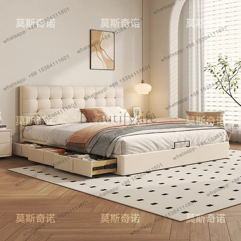 FG Double Bedroom Massage Bed Baby Children Luxury Modern Frame Multifunctional Bed Sleeping Letto Matrimoniale Trendy Furniture