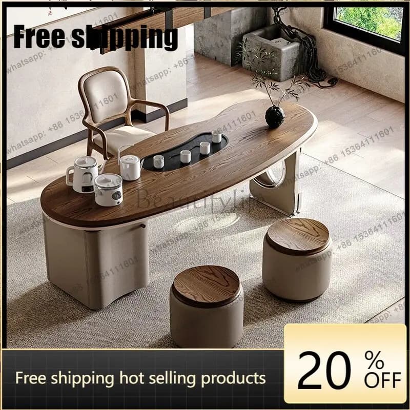 Italian minimalist, solid wood tea table, modern light luxury tea table Factory Direct