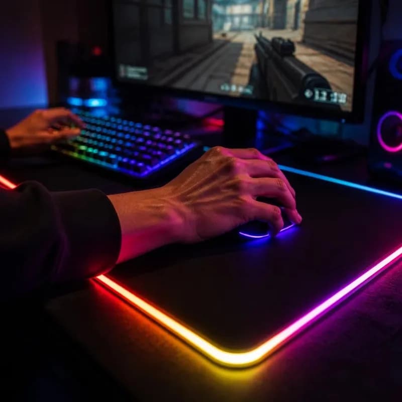 Mouse pad, gaming mouse pad, wireless charging option LED light, non-slip