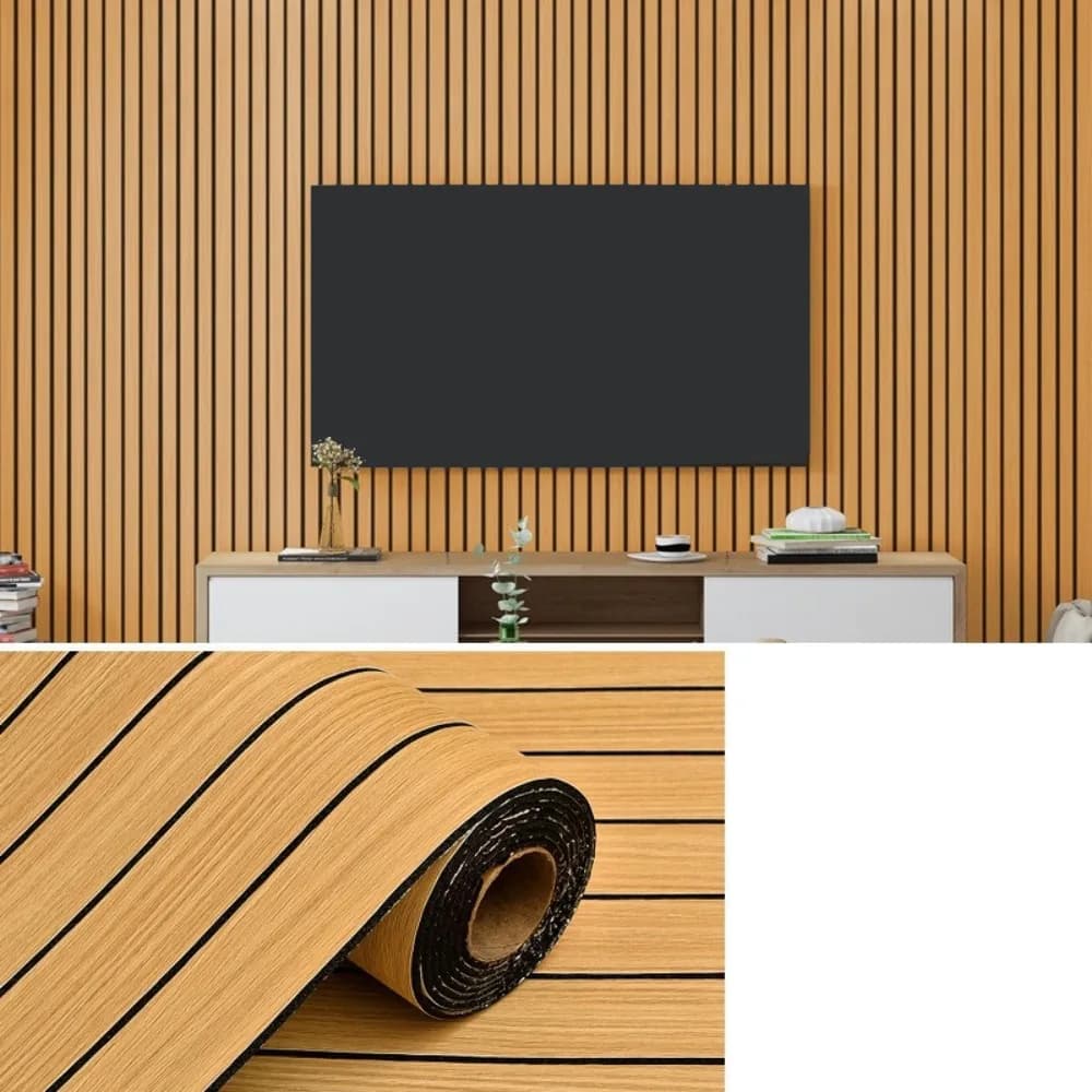 Self-Adhesive Imitation Wood Grain Wallpaper PVC Peel and Stick Artificial Grille Wall Sticker DIY Wear-Resistant