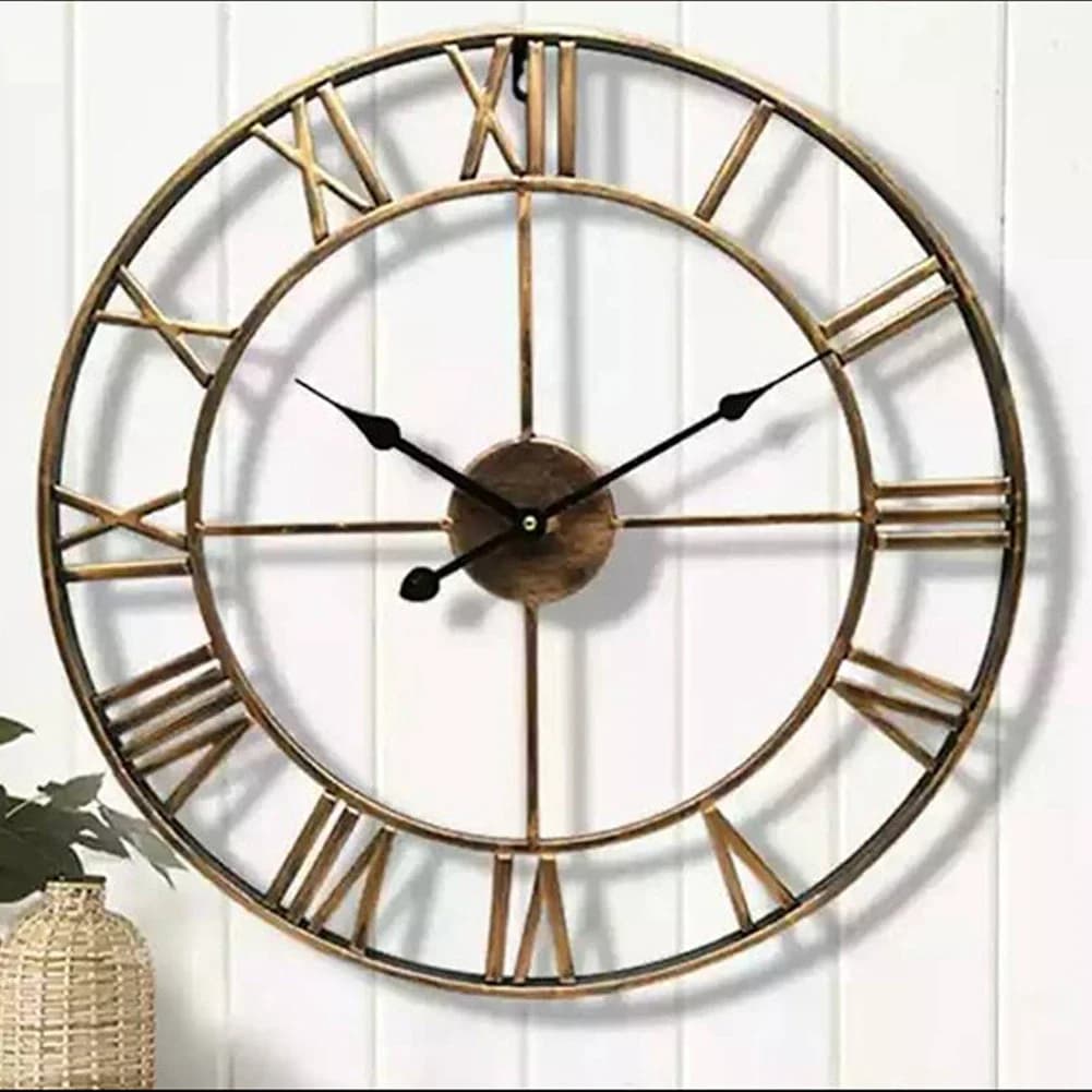 40cm Wall Clocks Needle Gift Roman Numerals Indoor Outdoor Metal Accurate Silent Nordic Hanging Ornament Round Home Decoration