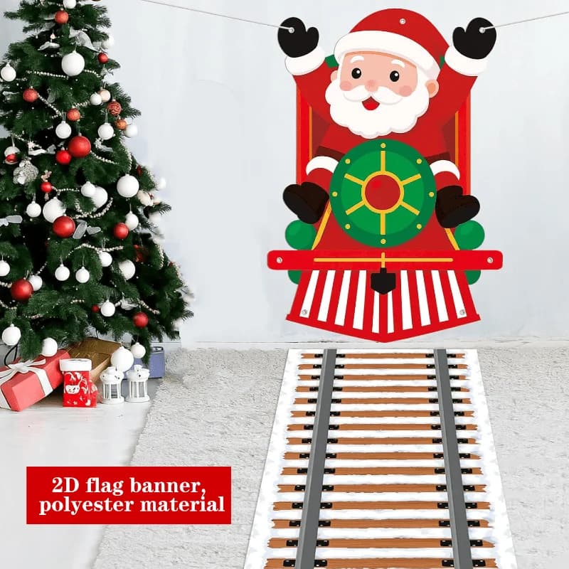 1set 2D Flat Xmas Party Photo Booth Props, 2pcs Christmas Party Decoration Banner, 85x125cm+300x60cm, Christmas Party Packs