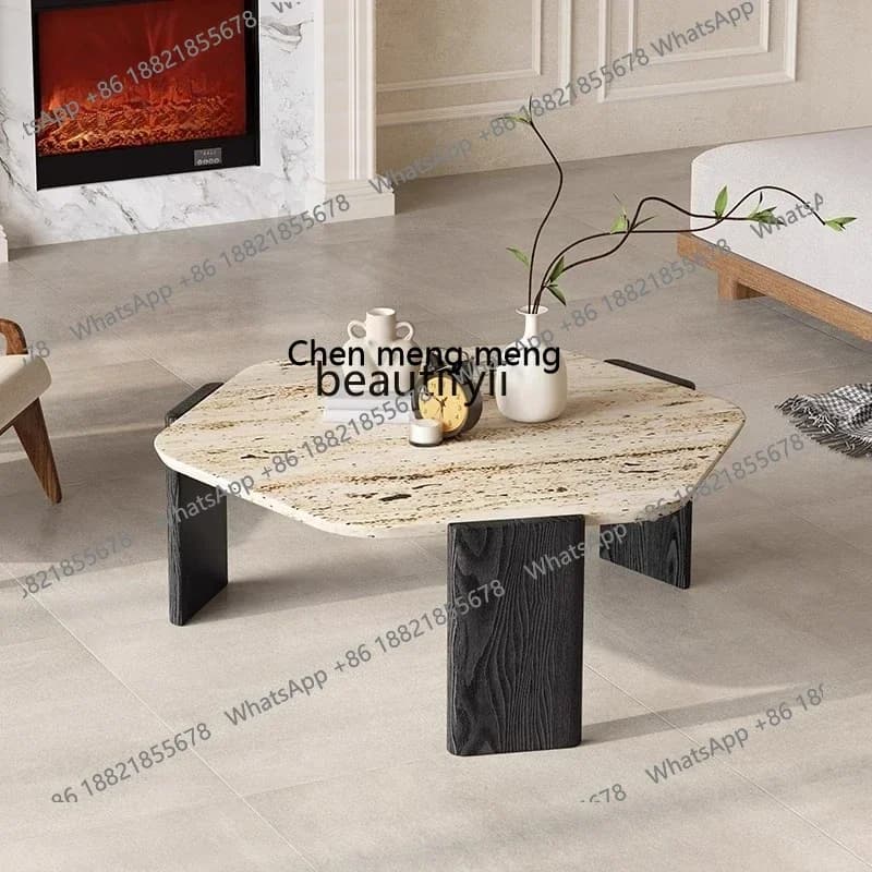X Natural travertine hexagonal coffee table living room household, side table FH