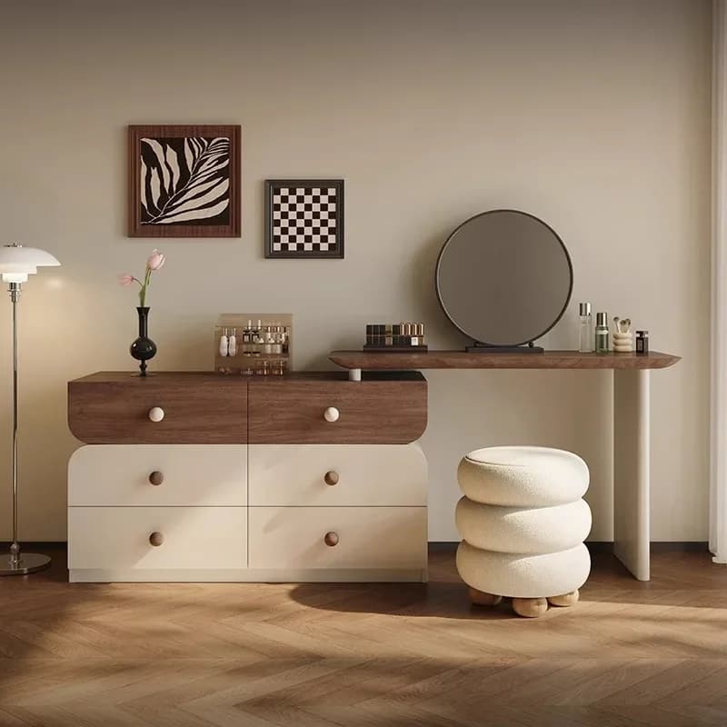 LMM new Chinese dresser bucket cabinet wabi sandy wind retractable storage integrated desk