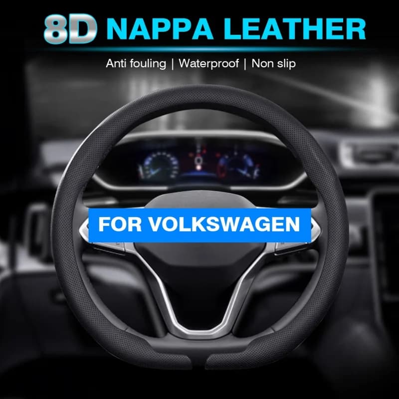 Leather Car Steering Wheel Cover For Volkswagen VW Golf 7 Mk7 Touran Up New Polo Jetta Passat B8 Tiguan Gti Gte Auto Accessories