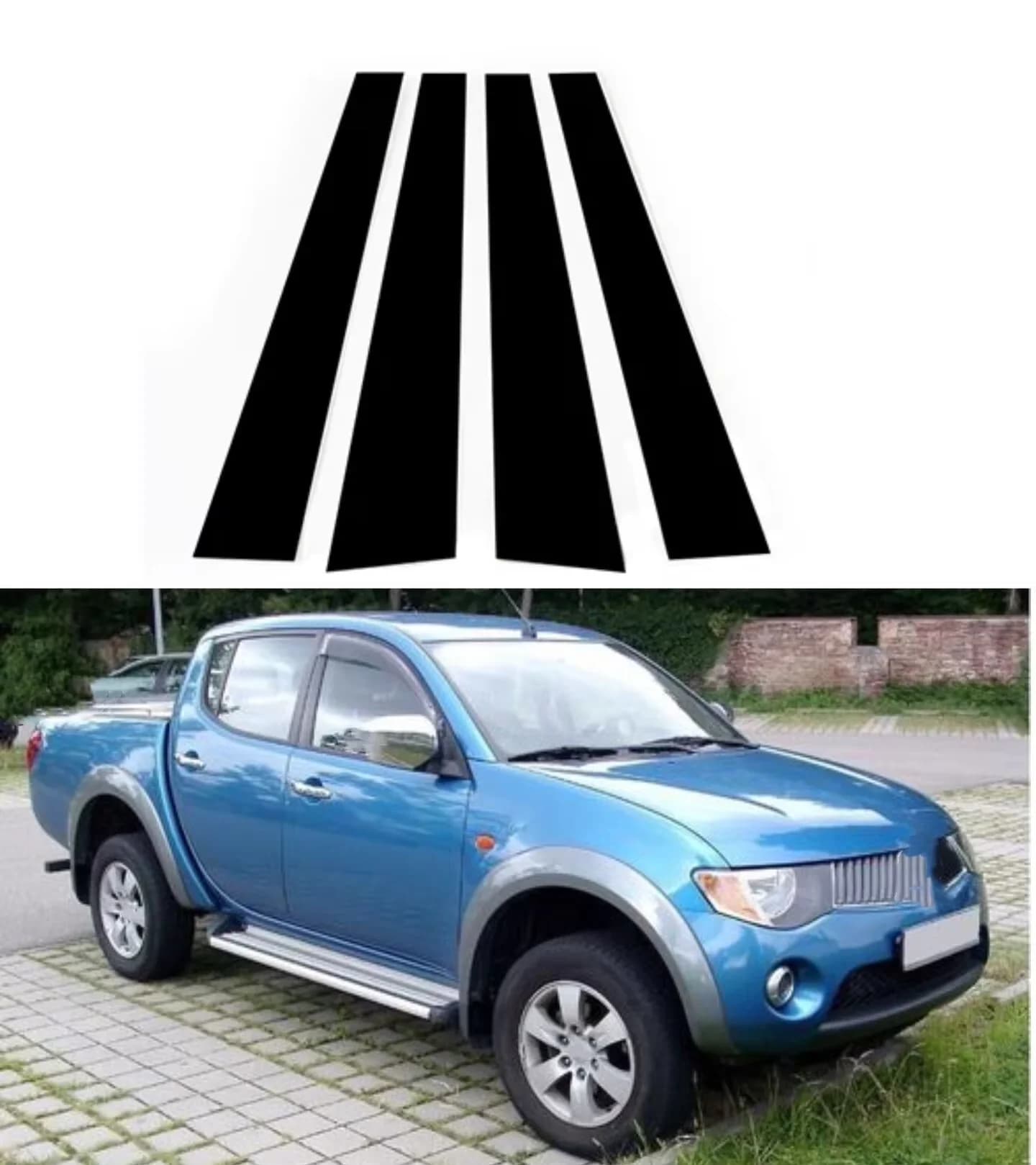 4Pcs Glossy Black Pillar Posts Cover Fit for  Mitsubishi L200 Triton 2005- 2013 2014 Window Car Door Trim BC Column Sticker