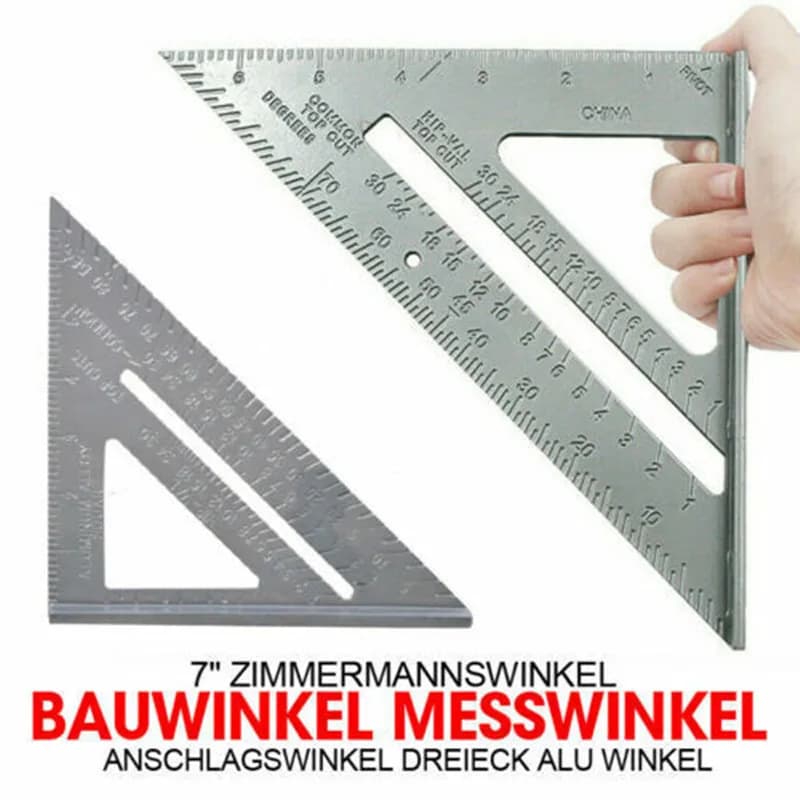 Steel Imperial Speed Square Triangle Angle Protractor Woodworker Ruler Tool 7In
