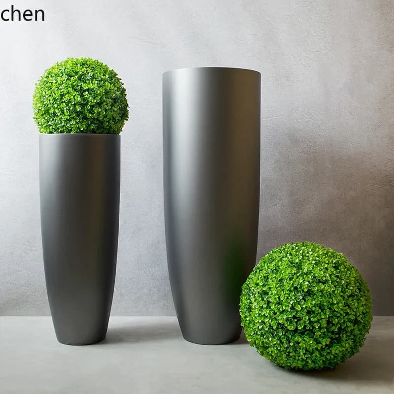 DSA Fiberglass Round Floor-standing Large Vase Simple Modern Home Decoration Flower Arrangement Ornament