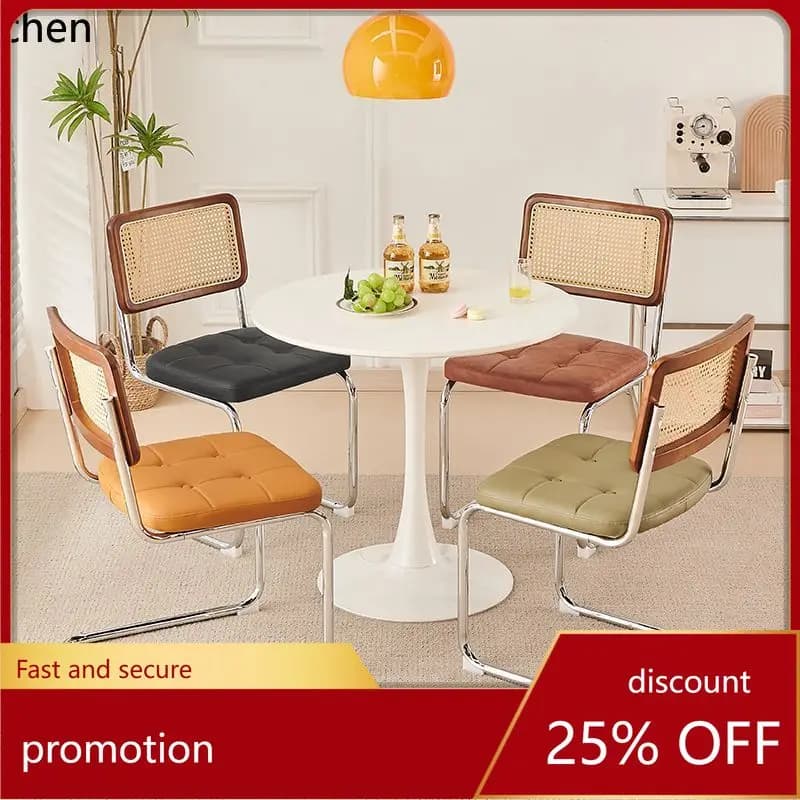 YFY Rattan Chair Solid Wood Home Dining Chair Cafe Hotel Iron Dining Chair
