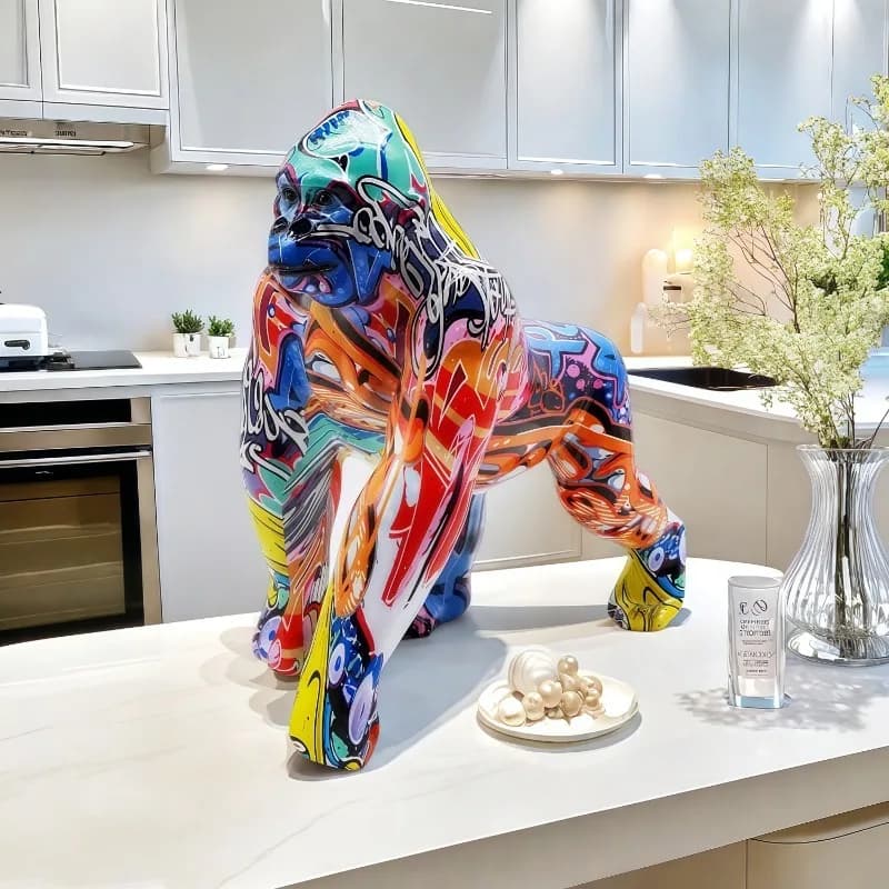 Graffiti Colorful Walking Gorilla Creative Decoration Crafts Home Decoration Entrance Wine Cabinet TV Cabinet Decoration Gifts