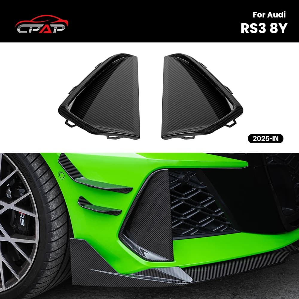 Real Dry Carbon Fiber Front Air Duct For Audi RS3 8Y LCI OEM Style 2025-IN Car Air Vent Trim Replacement