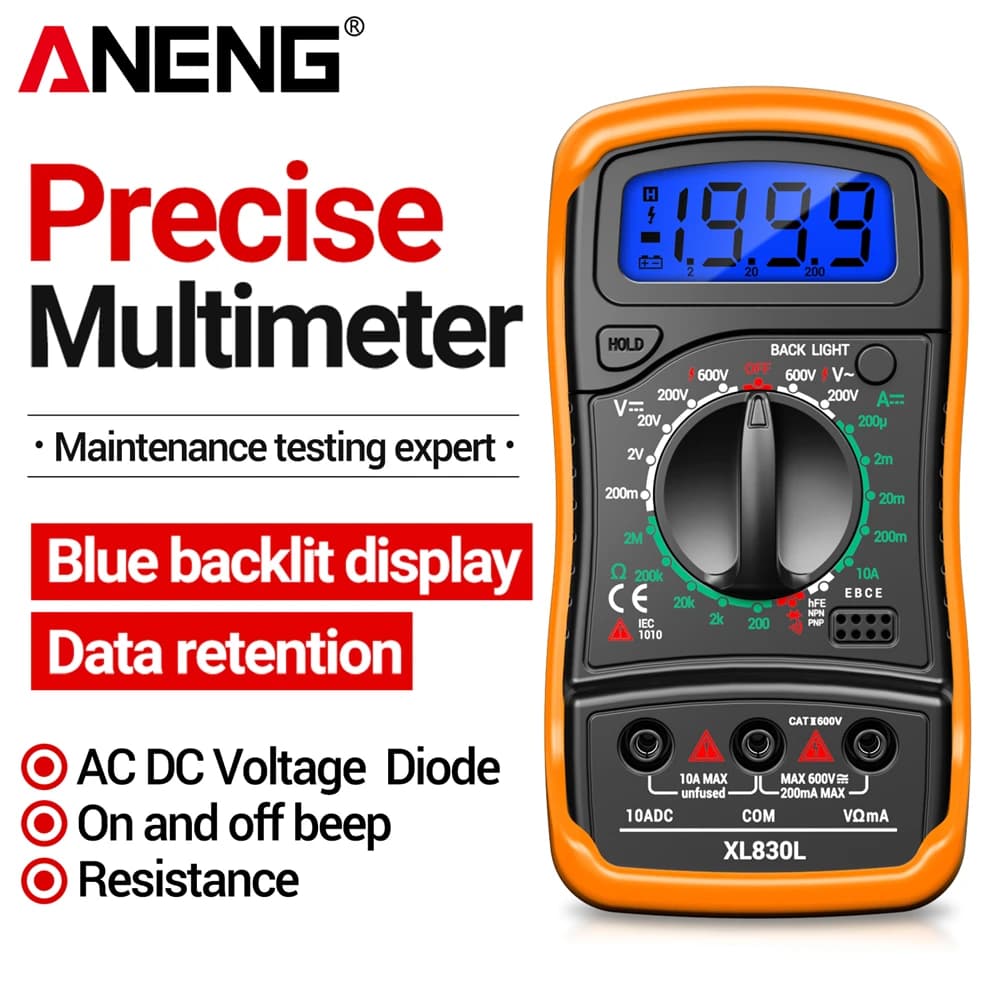 ANENG XL830L Multimeter 1999 Counting AC/DC Voltage/Current Resistance Measurement Low Battery Warning Electrician Multi meter