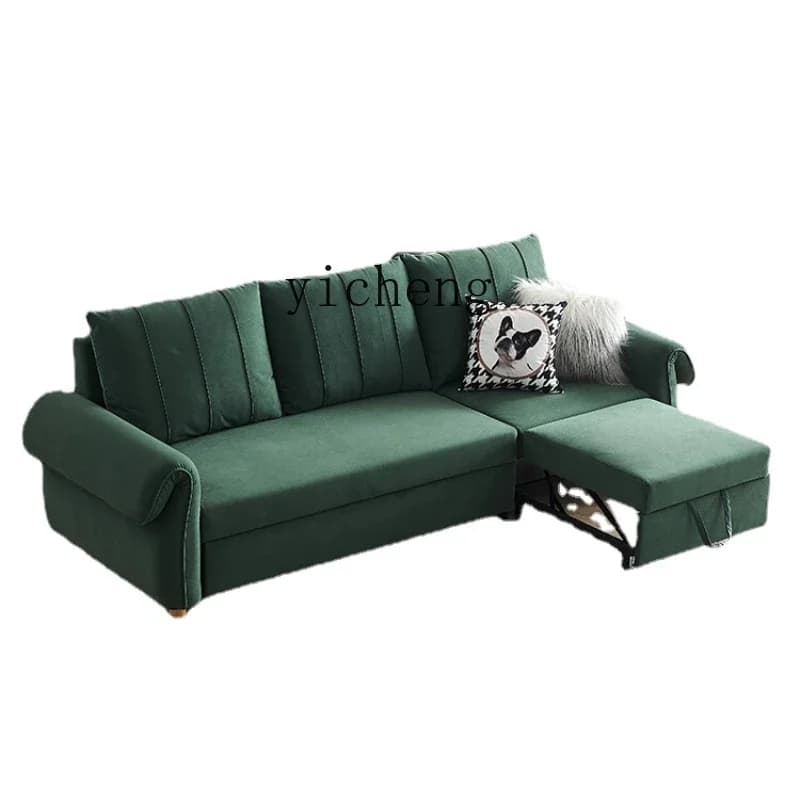 ZZ Zc Frosted Cloth Multifunctional Sofa Bed Living Room Foldable Retractable Sofa Dual-Use