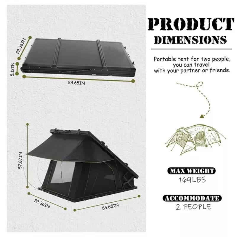 High Quality Factory Supply Super Thin Lightweight Triangular Aluminum Automatic Car Roof Top Tent For Truck Outdoor Camping