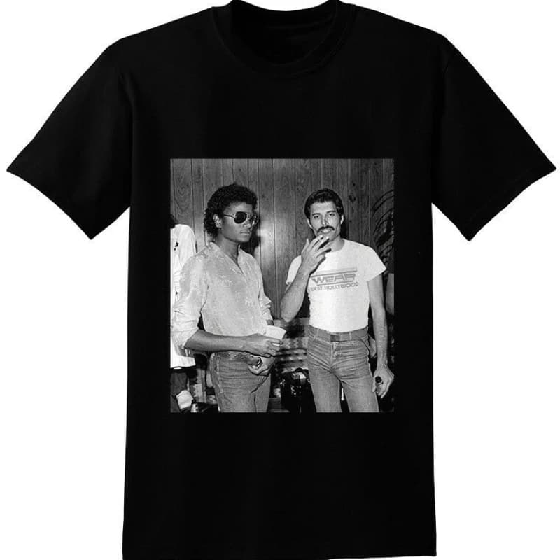 Rare Michael Jackson and Freddie Mercury T Shirt. New 100% Cotton Short Sleeve O-Neck T-shirt Casual Clothing Mens Top