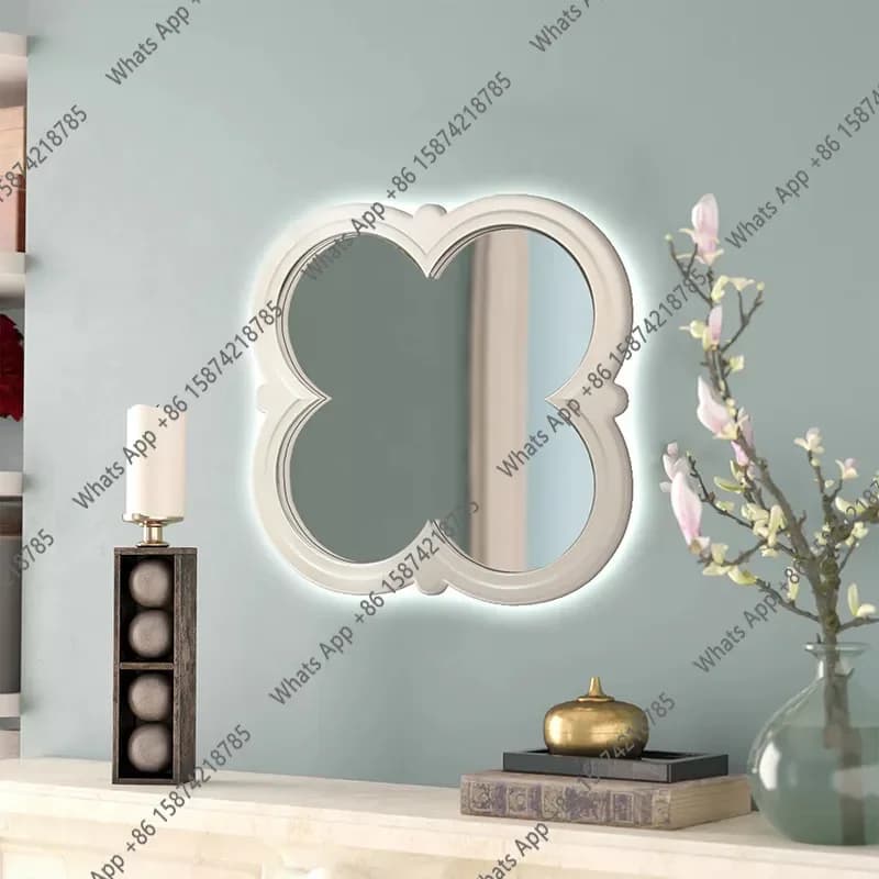 Xx French Fireplace Decorative Mirror White Flower Makeup Mirror Restaurant Art Wall Mirror Minimalist Bathroom Customizable