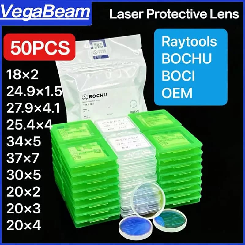 50PCS 1064nm Laser ProtectiveLens 18x2&27.9x4.1&34x5&37x7&30x5 15KW 20KW Optical Lens For Raytools Boci Bodor BOCHU Laser Lens