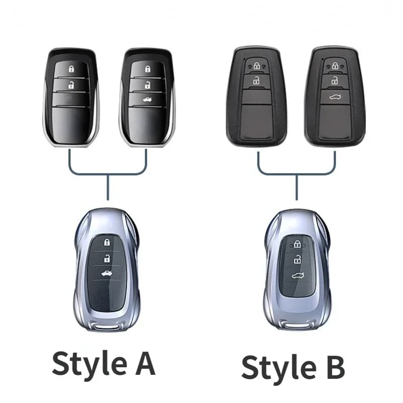 For Toyota Hanrada Prado CHR Zinc Alloy Silver Car Key Protection Shell Cartoon Smart Remote Key Cover Car Accessories