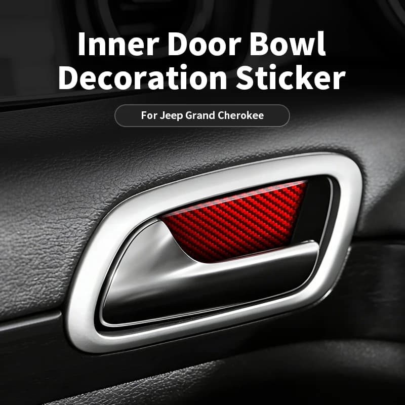 For Jeep Grand Cherokee Carbon Fiber Car Door Inner Handle Trim Sticker  Car Interior Anti-Scratch Protection Tuning Accessories