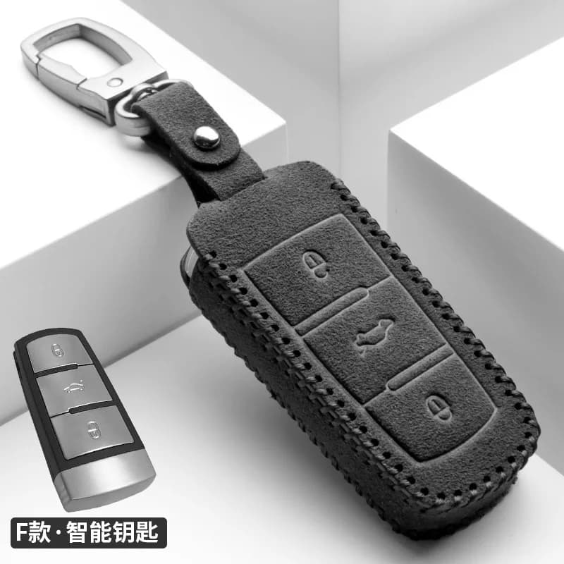 Universal Suede Key Case for Volkswagen Golf 8, R-Line, Touareg X, ID.3, ID.4, ID.6 with Keychain