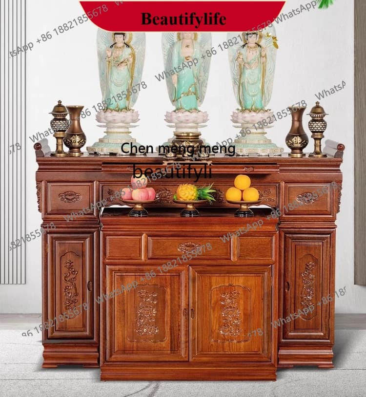 z183 Household Zhongtang Solid Wood with Cabinet Xianjia Buddha Table Buddhist Hall Buddhist Cave Buddhist Terrace