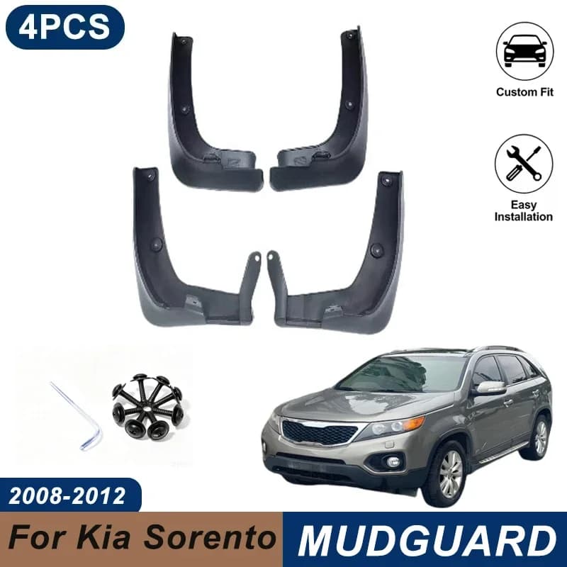 4PCS Car Mud Flaps For Kia Sorento 2008-2012 Waterproof Anti-Splash Fender Mudguards Auto Exterior Accessories