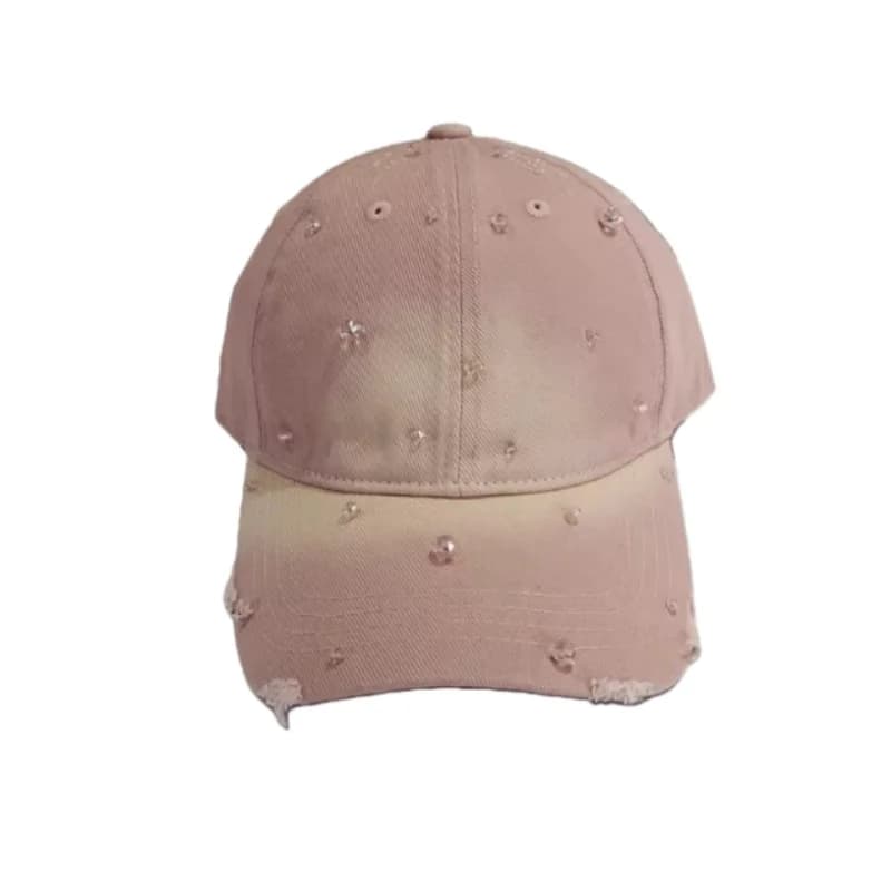 Korean Spring Summer Vintage Gradually Changing Nail Bead Baseball Cap Fashion Versatile Perforated Duckbill Hat Trendy Sun Hats
