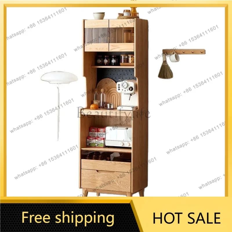 FG all solid wood dining side cabinet modern simple small apartment restaurant oak multi-functional locker