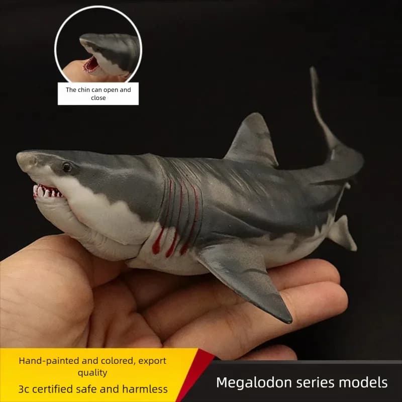 Solid prehistoric megalodon shark model great white shark figurine realistic animal model decoration
