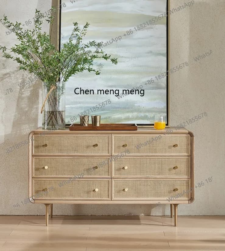 Solid wood six-chest cabinet Modern simple bedroom Living room B & B storage entrance cabinet Solid wood