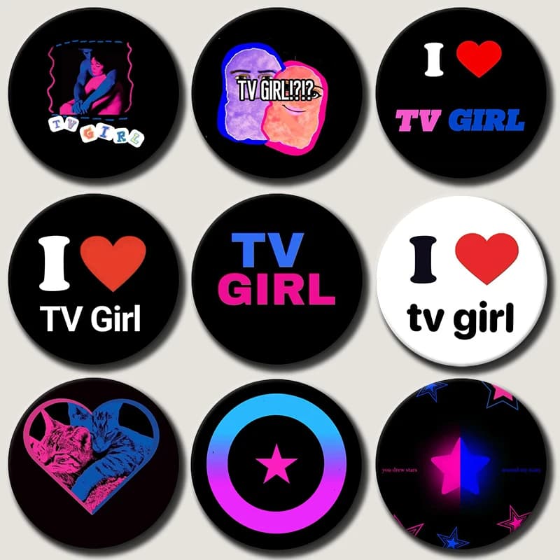 58mm NEW Tv Girl Who Really Cares Music Album Brooch Handmade Soft Button Pin Creative Clothes Hat Cartoon Badge Jewelry Gifts
