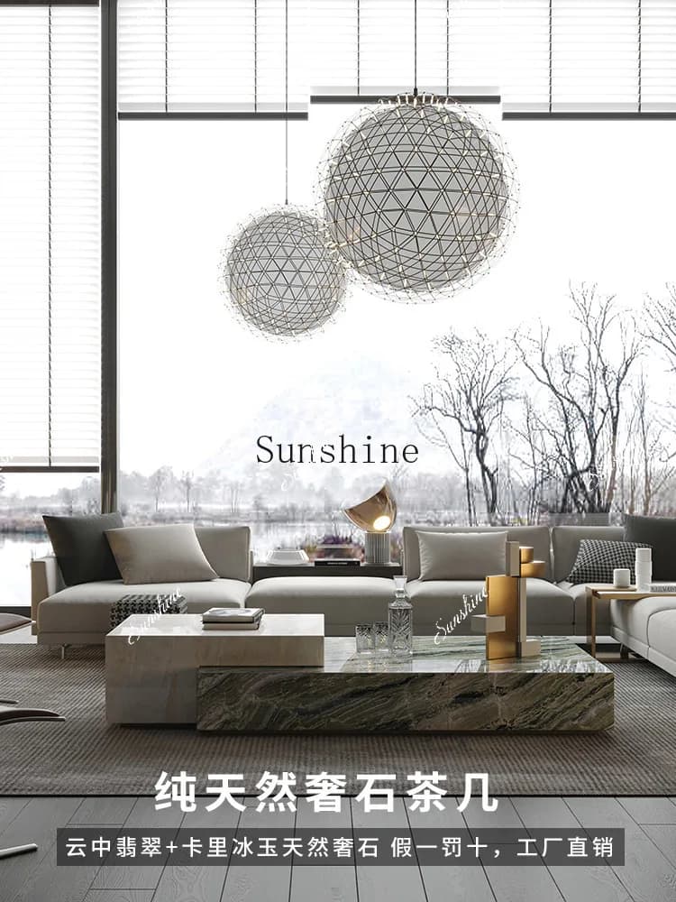 Natural marble coffee table living room modern light luxury design Italian high-end rectangular  FT