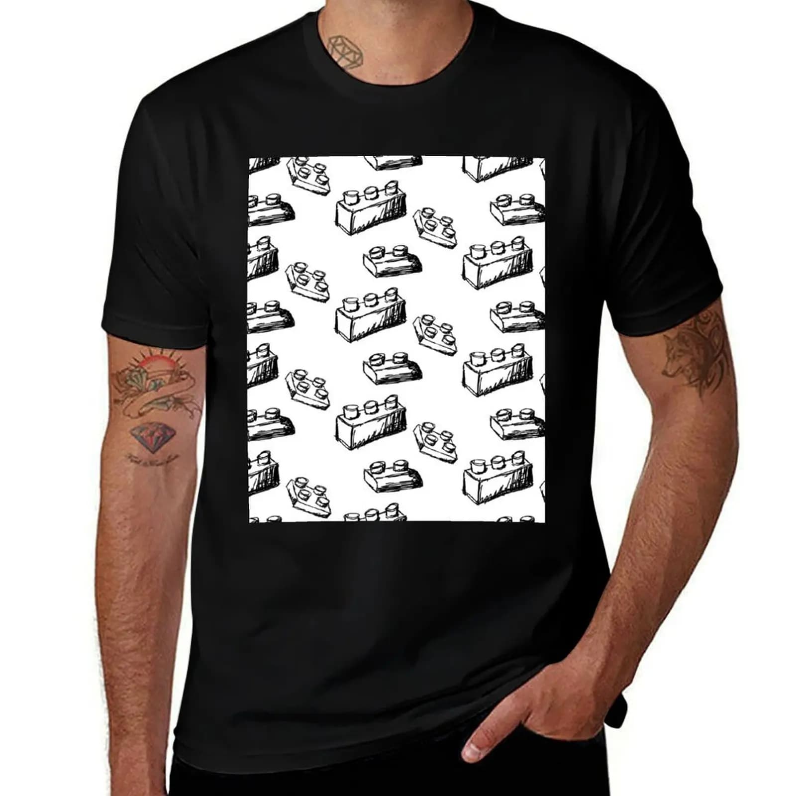 Building Blocks T-Shirt Casual Pattern Print Tee Shirt T-Shirt
