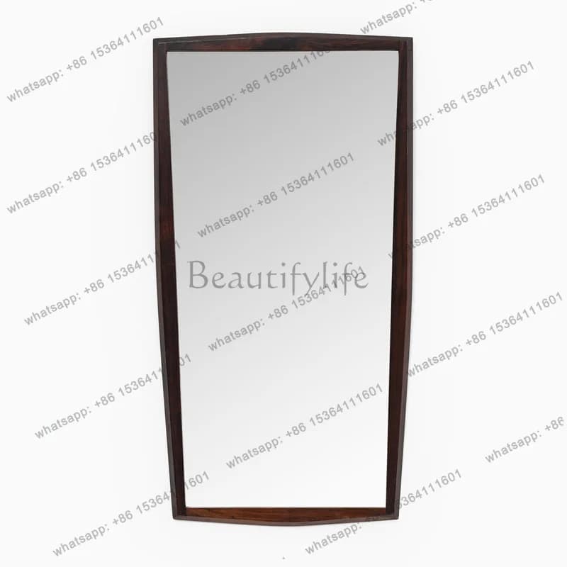 Dark brown special-shaped frame floor-to-ceiling full-body mirror retro simple style home cloakroom wall-mounted fitting mirror